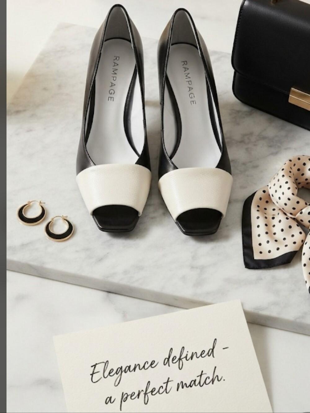 Rampage Women’s Black and Cream Peep-Toe Pumps